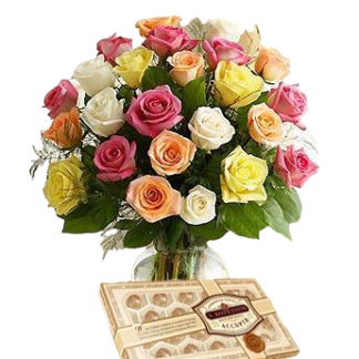 25 colorful roses with chokolates | Flower Delivery Verkhnyaya Pyshma