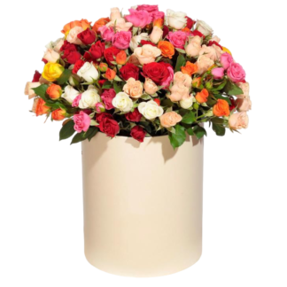 Mixed roses in a hatbox | Flower Delivery Verkhnyaya Pyshma